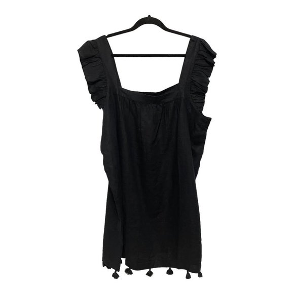 Vineyard Vines 2X Navy Linen Ruffle Sleeve Bathing Suit Swim Coverup NWT - Picture 4 of 8